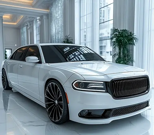 Luxury car in showroom